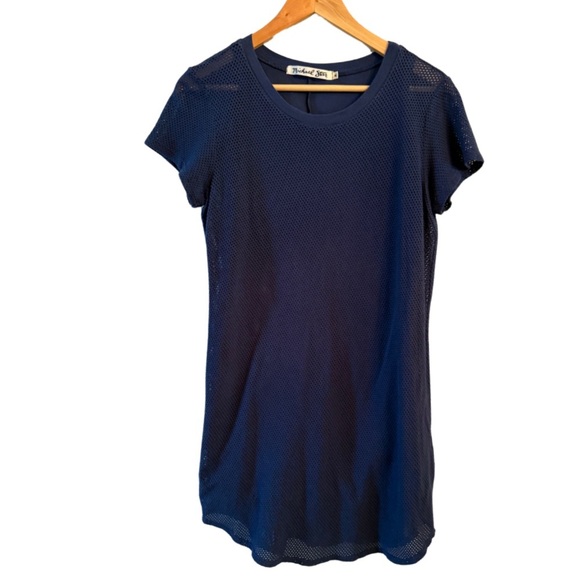 Michael Stars Mesh Lined Knee Length Dress Navy Medium Nautical Fisherman - Picture 1 of 7